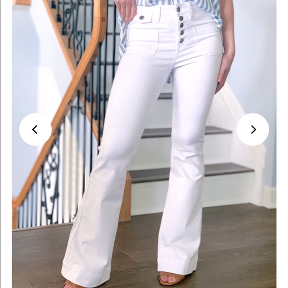Judy Blue Denim - Judy Blue White Button Fly High Waisted Flare Jeans